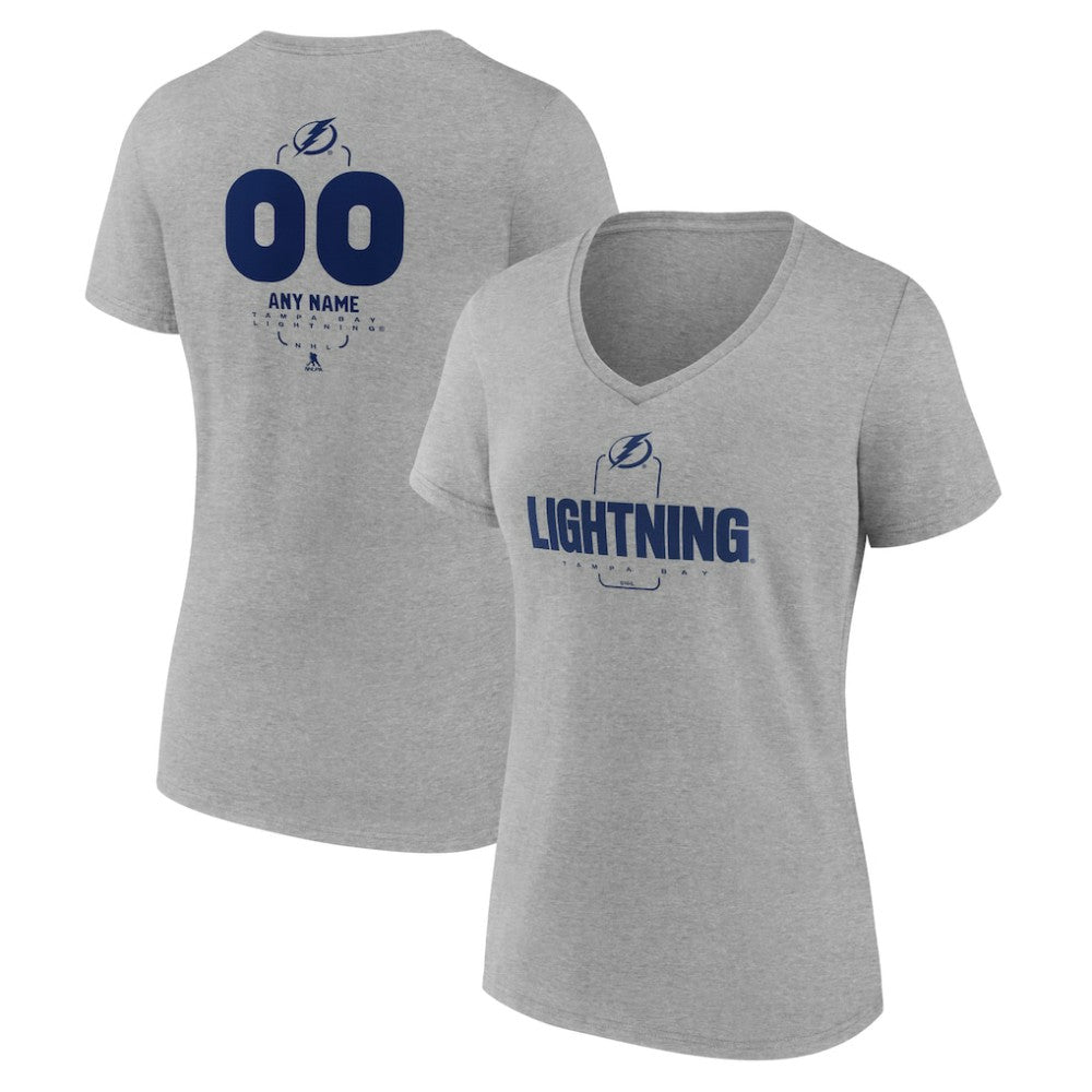 Tampa Bay Lightning Women's Personalized Name & Number Midfielder V-Neck T-Shirt - Gray - NHL 202447087
