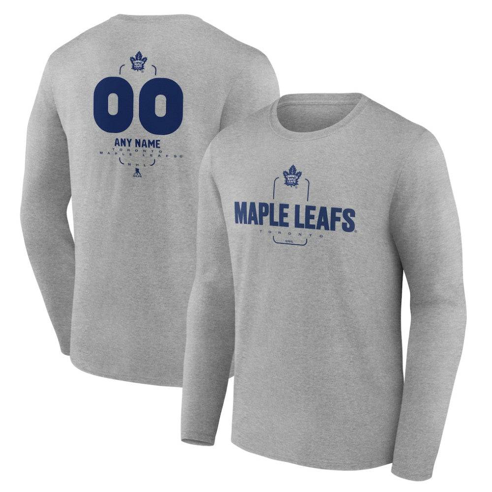 Toronto Maple Leafs Personalized Name & Number Midfielder Long Sleeve T-Shirt - Gray - NHL 202447088