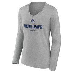 Toronto Maple Leafs Women's Personalized Name & Number Midfielder Long Sleeve V-Neck T-Shirt - Gray - NHL 202447091