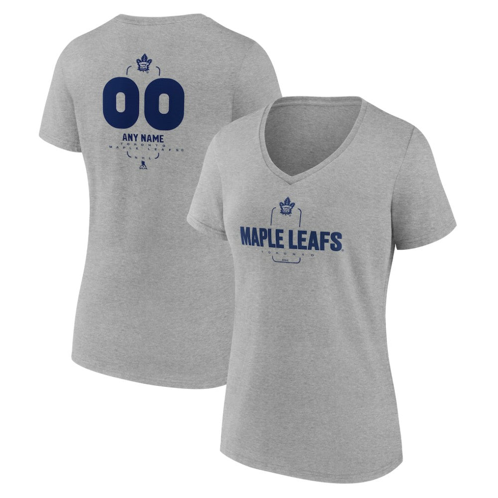 Toronto Maple Leafs Women's Personalized Name & Number Midfielder V-Neck T-Shirt - Gray - NHL 202447092