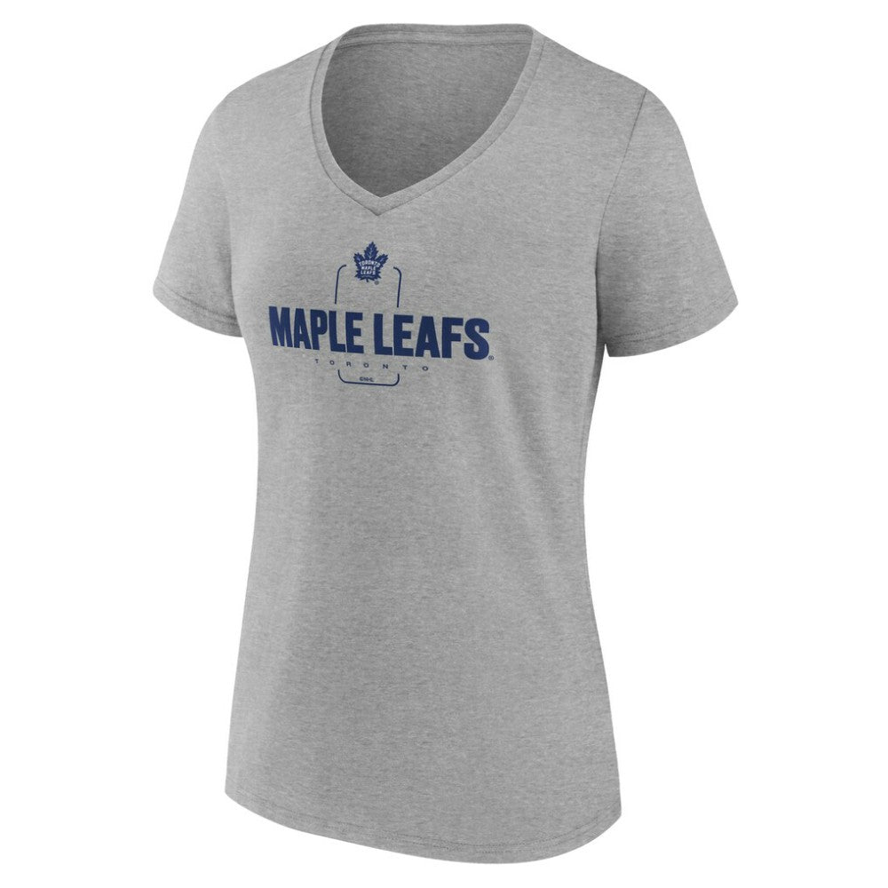 Toronto Maple Leafs Women's Personalized Name & Number Midfielder V-Neck T-Shirt - Gray - NHL 202447092