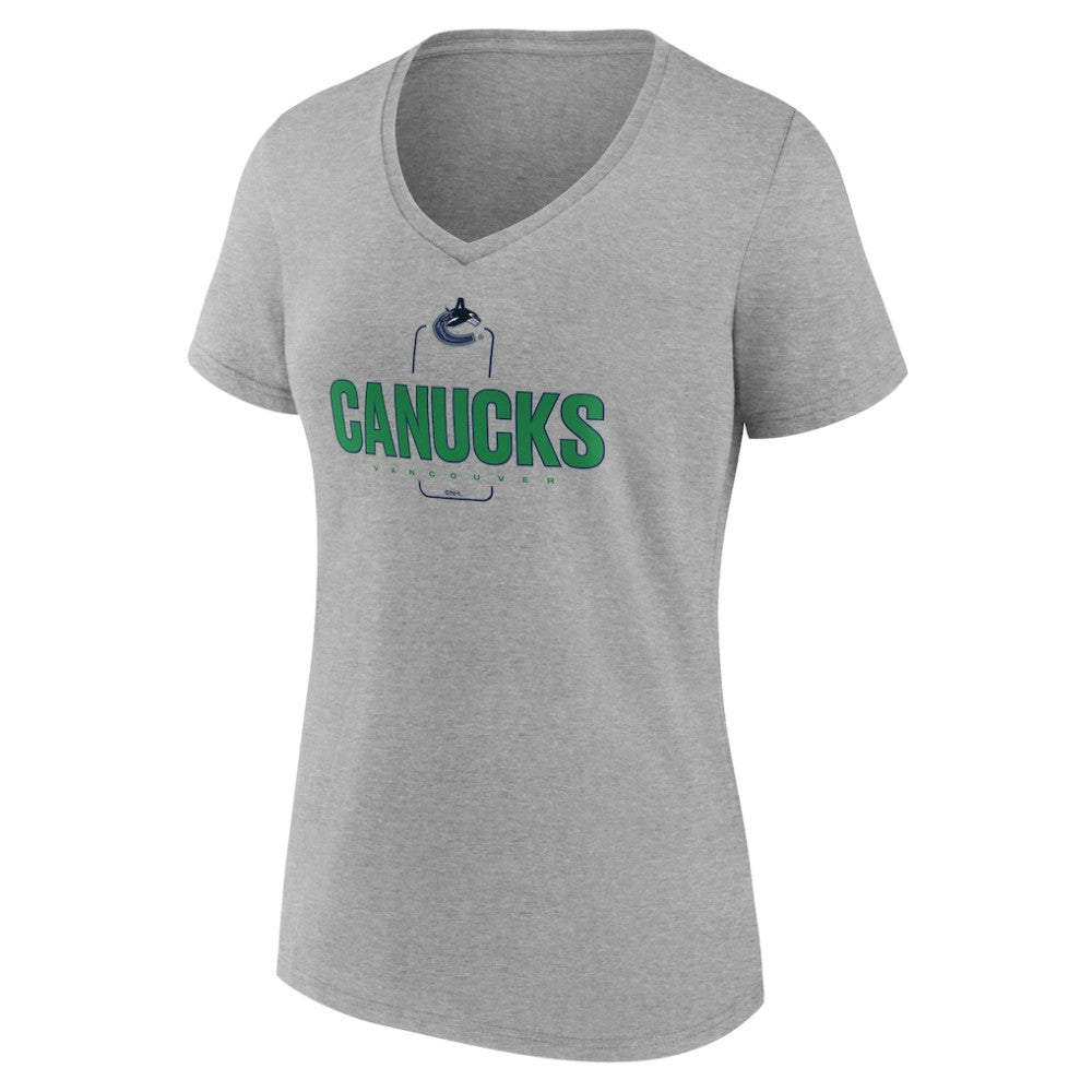 Vancouver Canucks Women's Personalized Name & Number Midfielder V-Neck T-Shirt - Gray - NHL 202447097