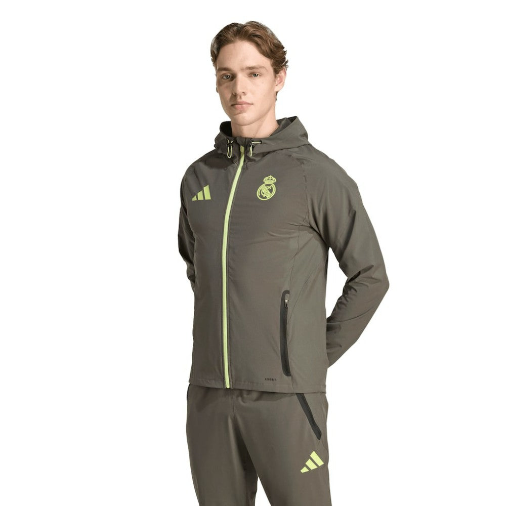 Real Madrid 2025/26 Tiro Vis Tech Travel Jacket Olive - Adidas for sale