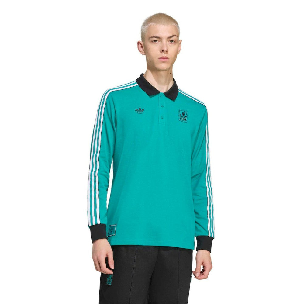 Liverpool Terrace Icons Long Sleeve Polo Green - Adidas