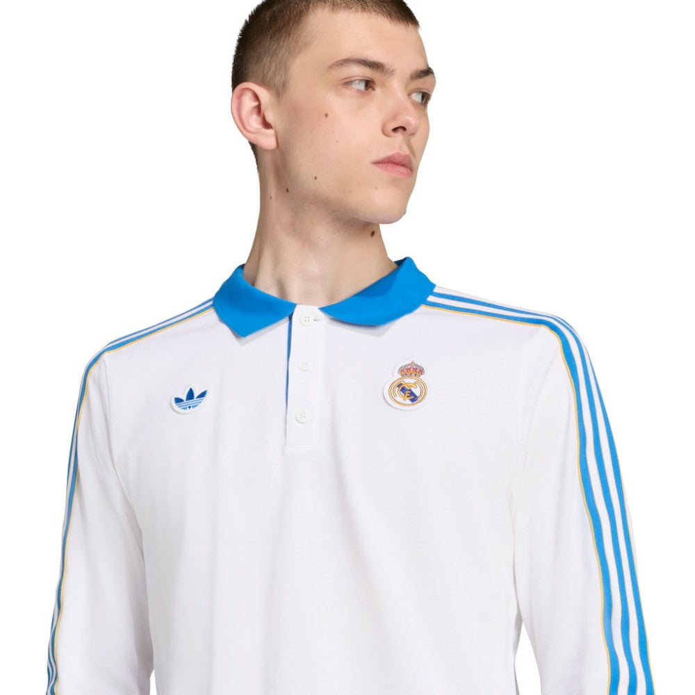 Real Madrid Terrace Icons Long Sleeve Polo White - Adidas