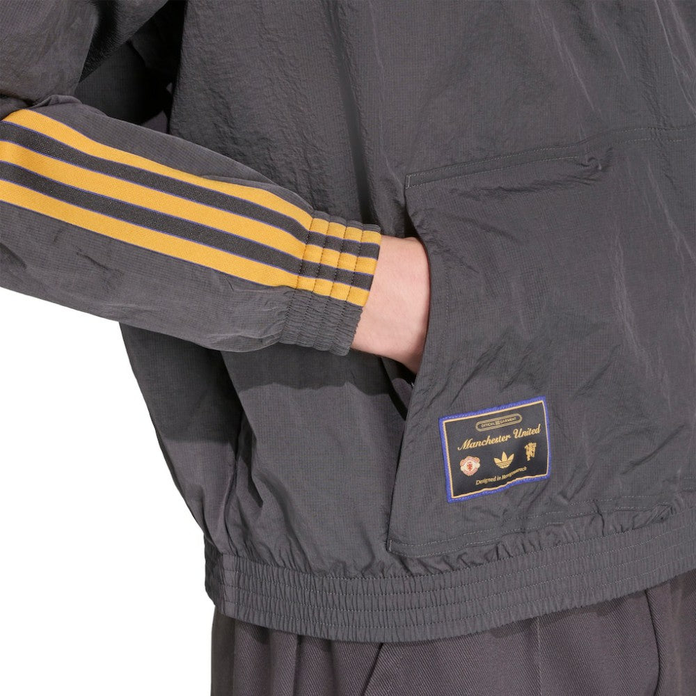 Manchester United Terrace Icons Half-Zip Jacket Gray - Adidas for sale