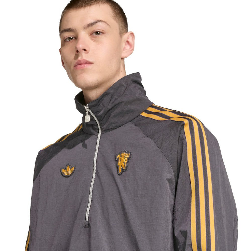 Manchester United Terrace Icons Half-Zip Jacket Gray - Adidas for sale