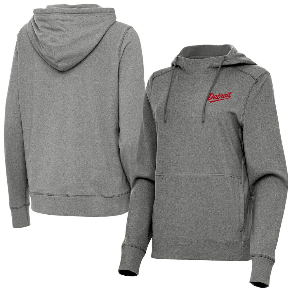 Detroit Red Wings Antigua Women's 2025 NHL Stadium Series Justice Pullover Hoodie - Heather Black - NHL 202455768