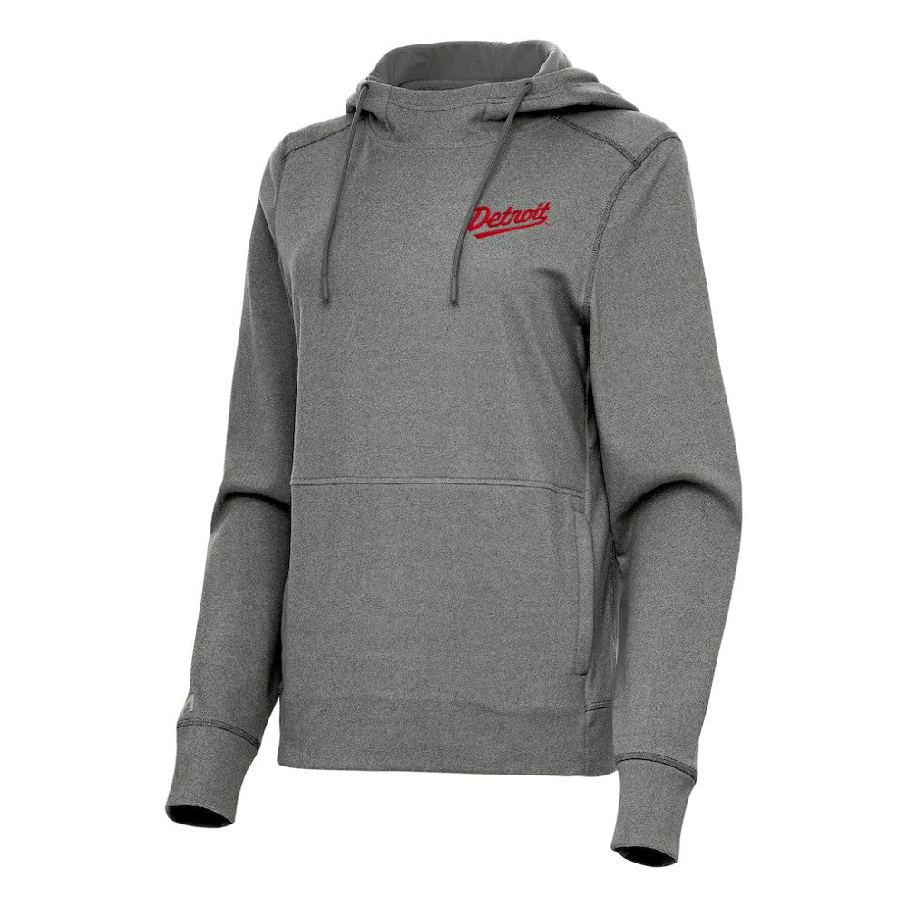 Detroit Red Wings Antigua Women's 2025 NHL Stadium Series Justice Pullover Hoodie - Heather Black - NHL 202455768