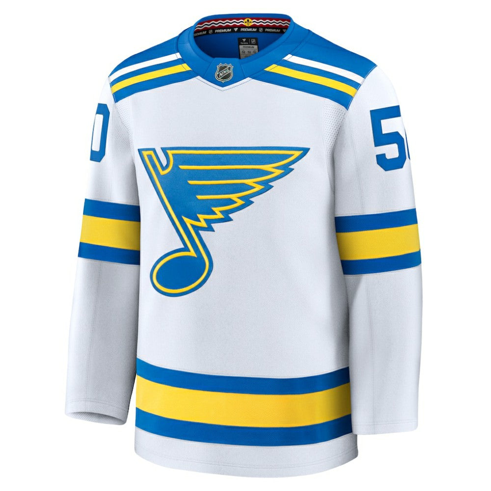Jordan Binnington St. Louis Blues Fanatics Away Premium Player Jersey - White - NHL 202458095