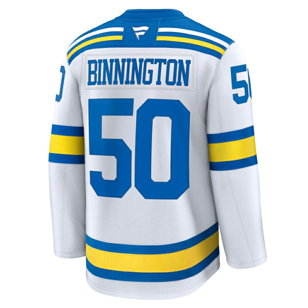 Jordan Binnington St. Louis Blues Fanatics Away Premium Player Jersey - White - NHL 202458095