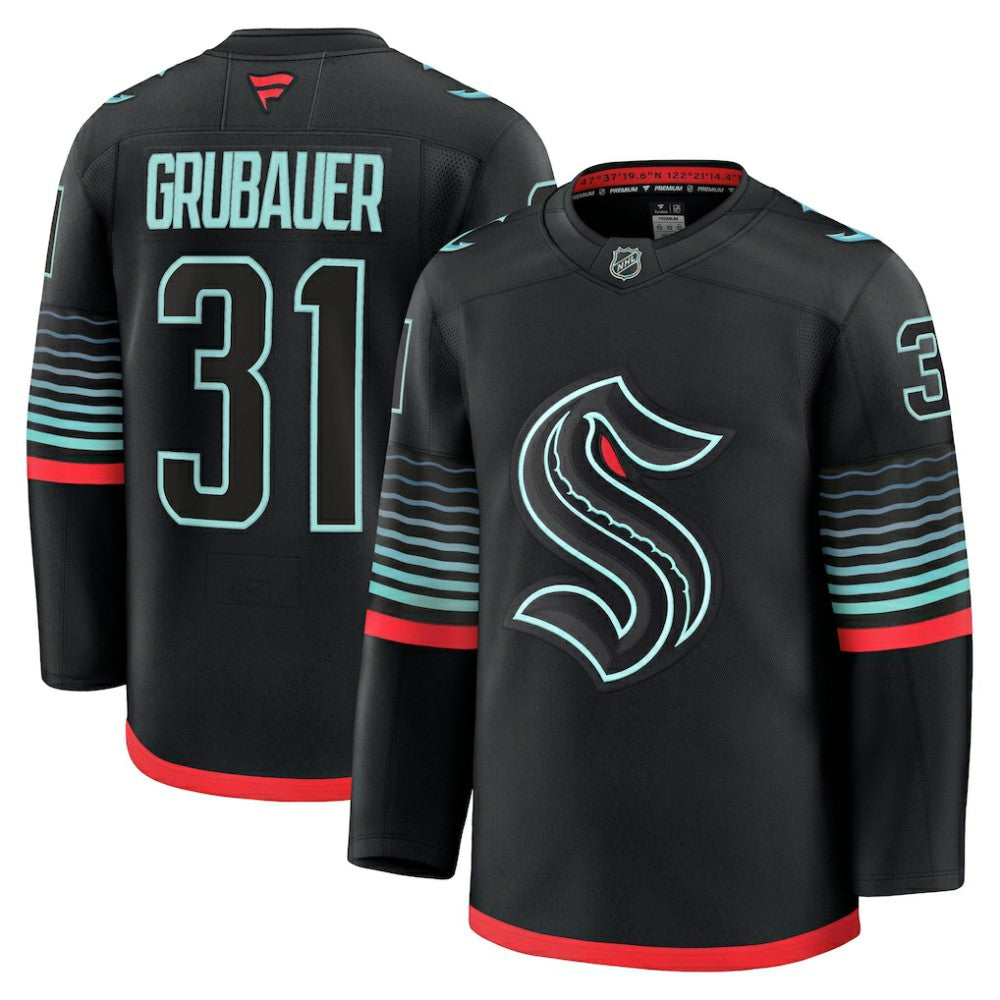 Philipp Grubauer Seattle Kraken Fanatics Alternate Premium Player Jersey - Black - NHL 202458118