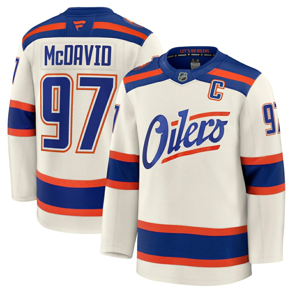 Connor McDavid Edmonton Oilers Fanatics Alternate Premium Jersey - Light Beige - NHL 202458132