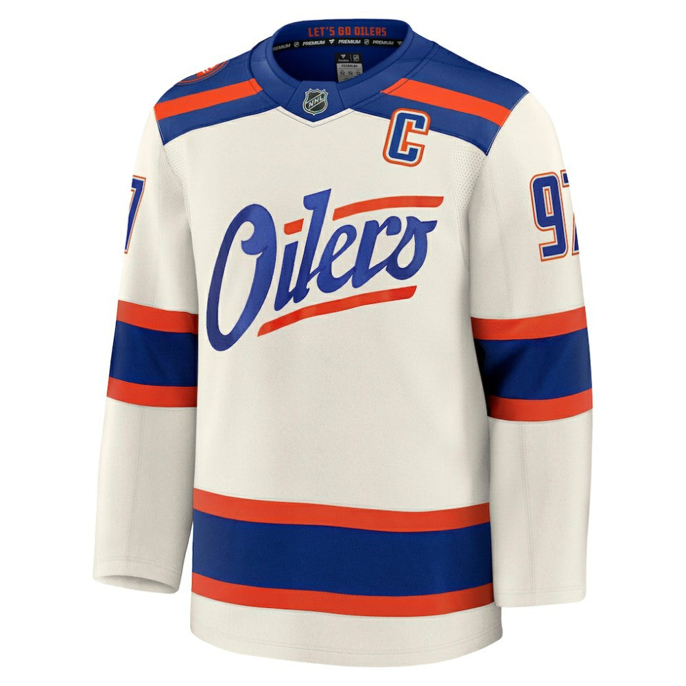 Connor McDavid Edmonton Oilers Fanatics Alternate Premium Jersey - Light Beige - NHL 202458132