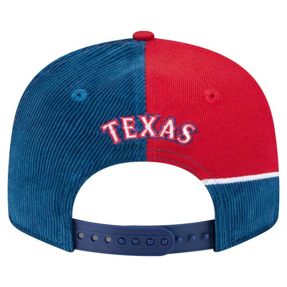 Texas Rangers New Era Retro Split Corduroy Snapback Hat - Royal/Red - New Era Lifestyle