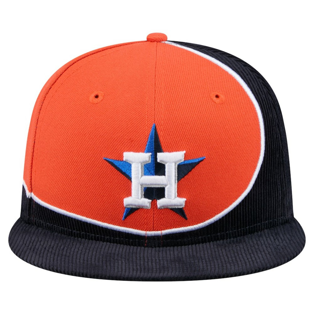 Houston Astros New Era Retro Split Corduroy Snapback Hat - Navy/Orange - New Era Discount