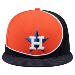 Houston Astros New Era Retro Split Corduroy Snapback Hat - Navy/Orange - New Era Discount