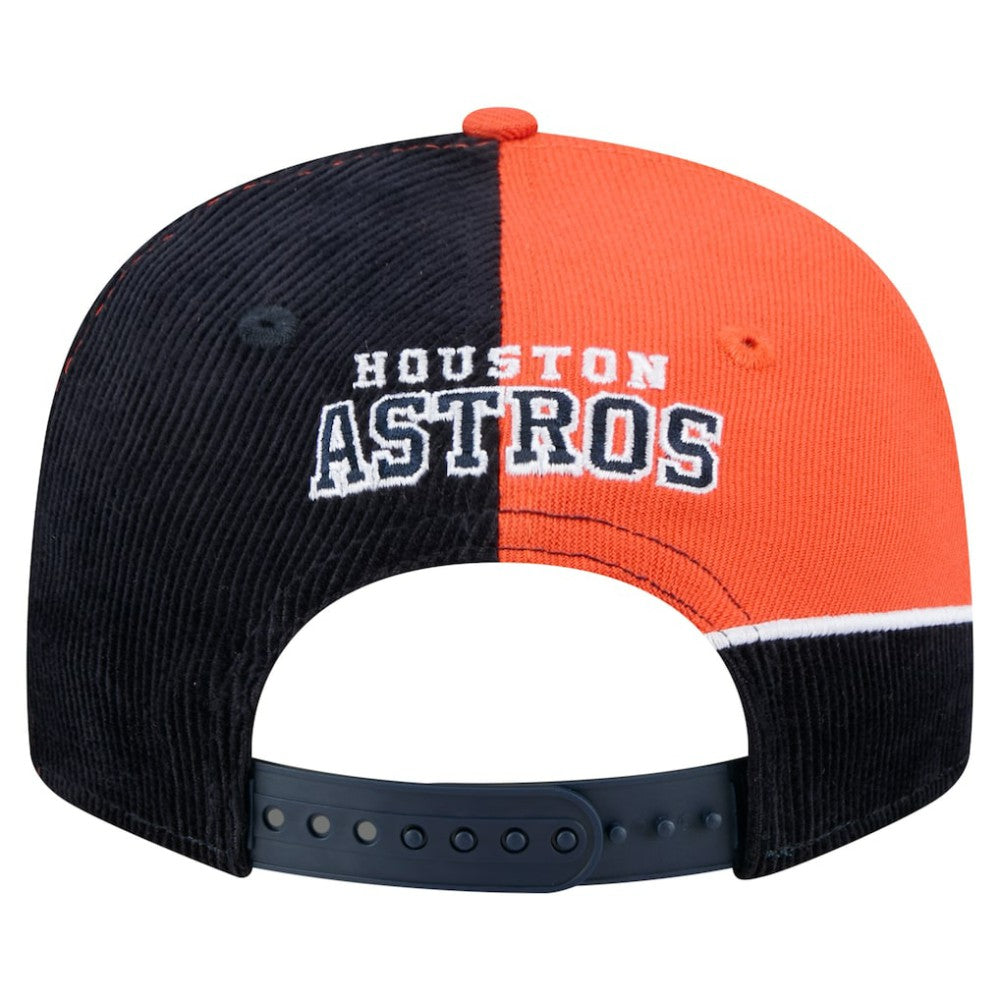 Houston Astros New Era Retro Split Corduroy Snapback Hat - Navy/Orange - New Era Discount