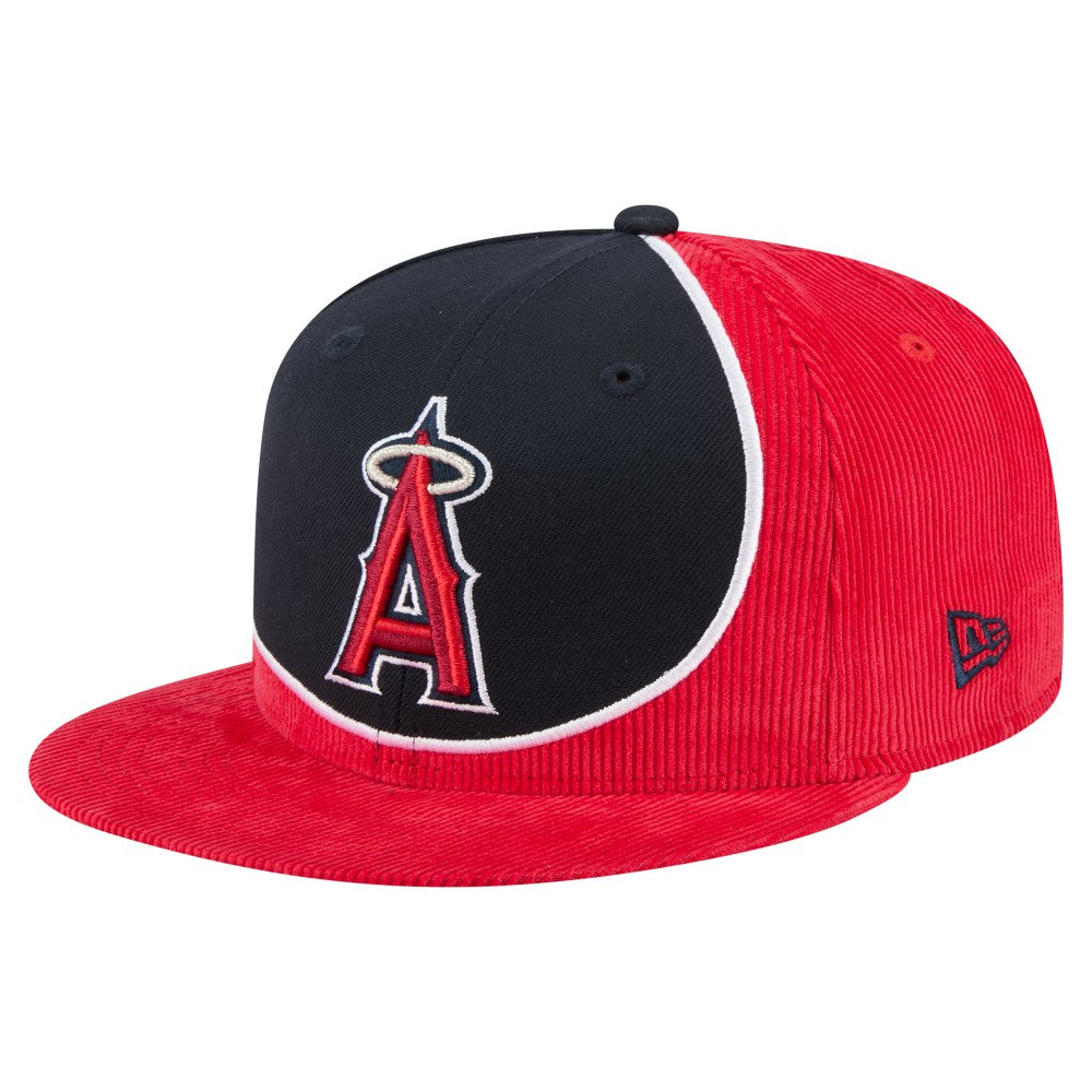 Los Angeles Angels New Era Retro Split Corduroy Snapback Hat - Red/Navy - New Era Lifestyle