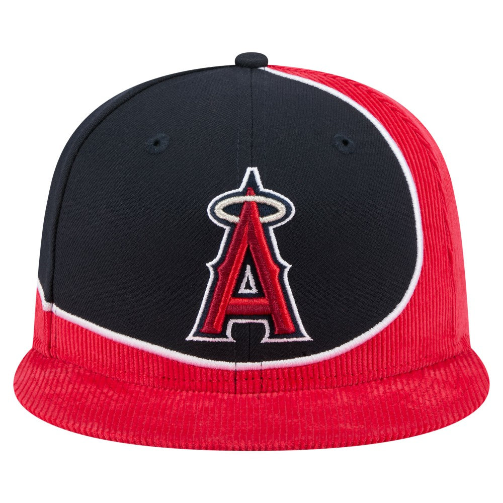 Los Angeles Angels New Era Retro Split Corduroy Snapback Hat - Red/Navy - New Era Lifestyle