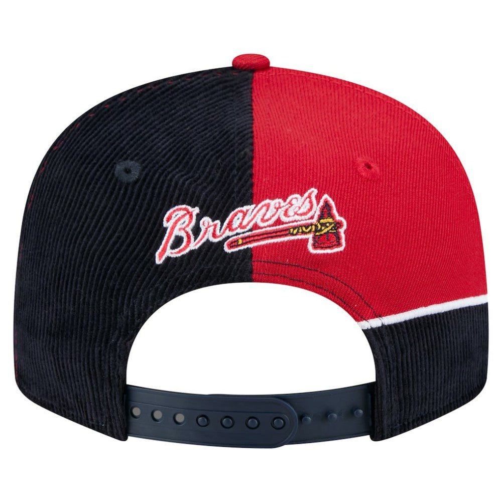 Atlanta Braves New Era Retro Split Corduroy Snapback Hat - Navy/Red - New Era on Sale
