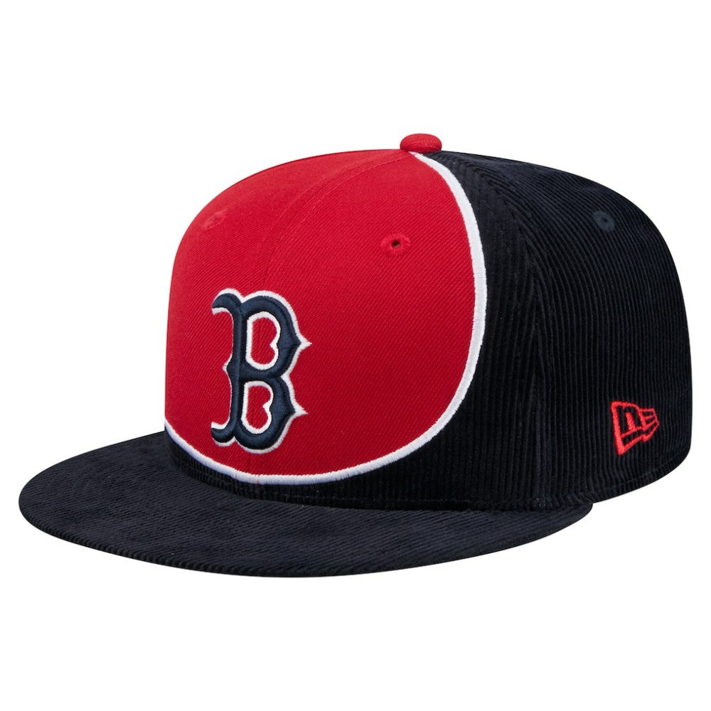 Boston Red Sox New Era Retro Split Corduroy Snapback Hat - Navy/Red - New Era Sale