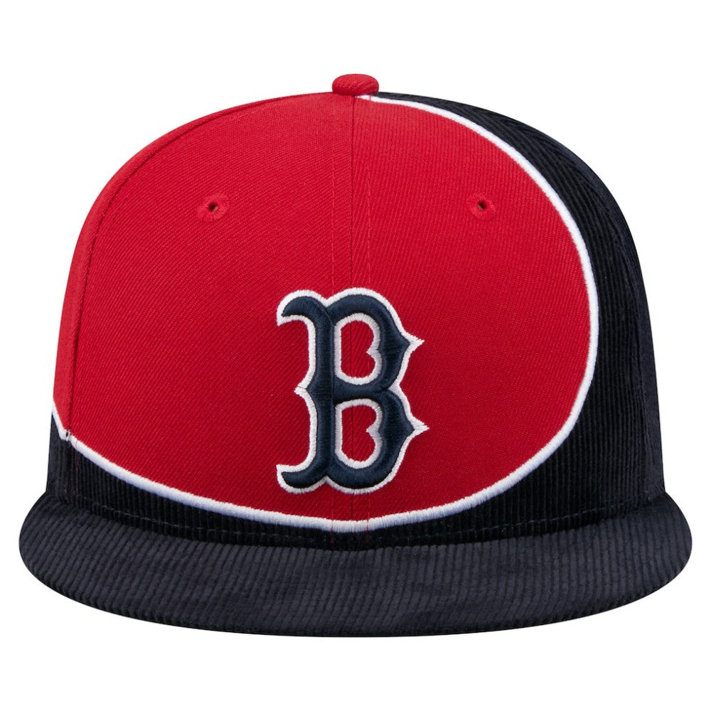 Boston Red Sox New Era Retro Split Corduroy Snapback Hat - Navy/Red - New Era Sale