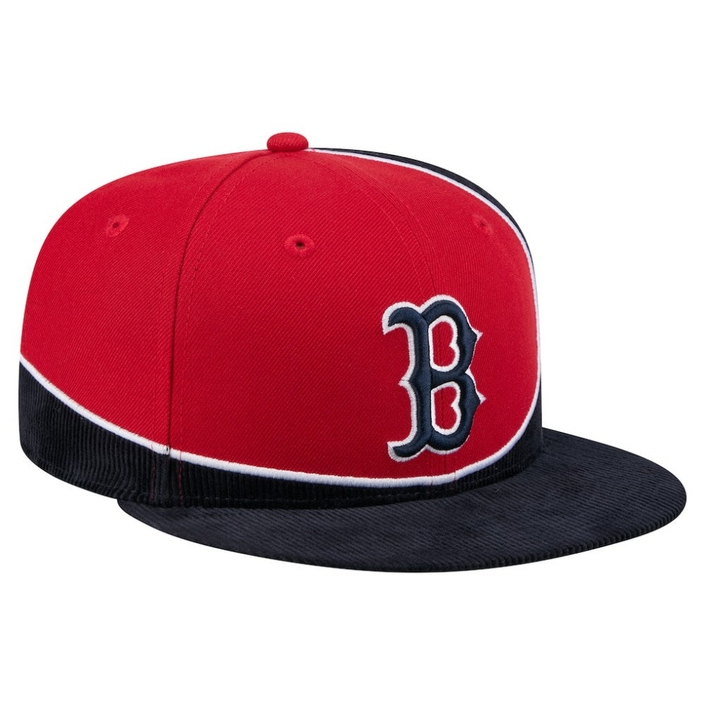 Boston Red Sox New Era Retro Split Corduroy Snapback Hat - Navy/Red - New Era Sale