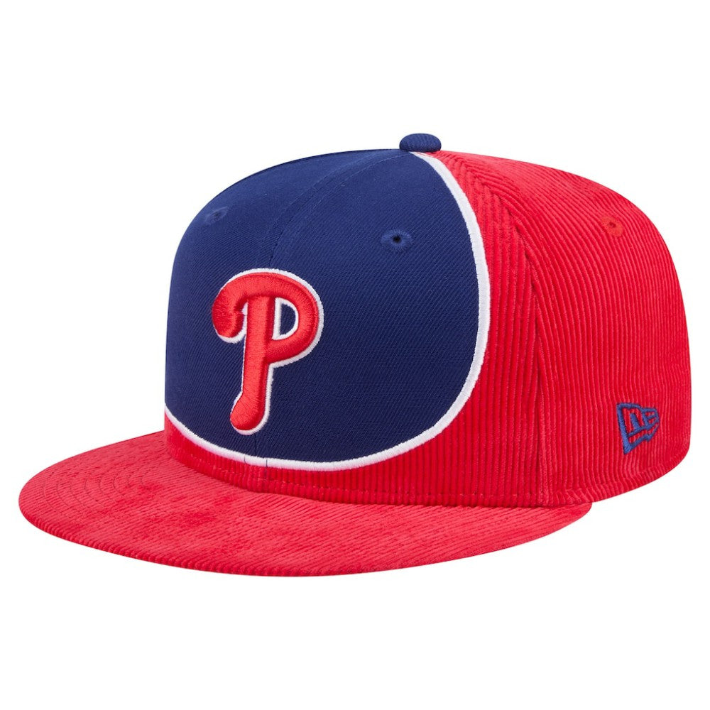 Philadelphia Phillies New Era Retro Split Corduroy Snapback Hat - Red/Royal - New Era Online