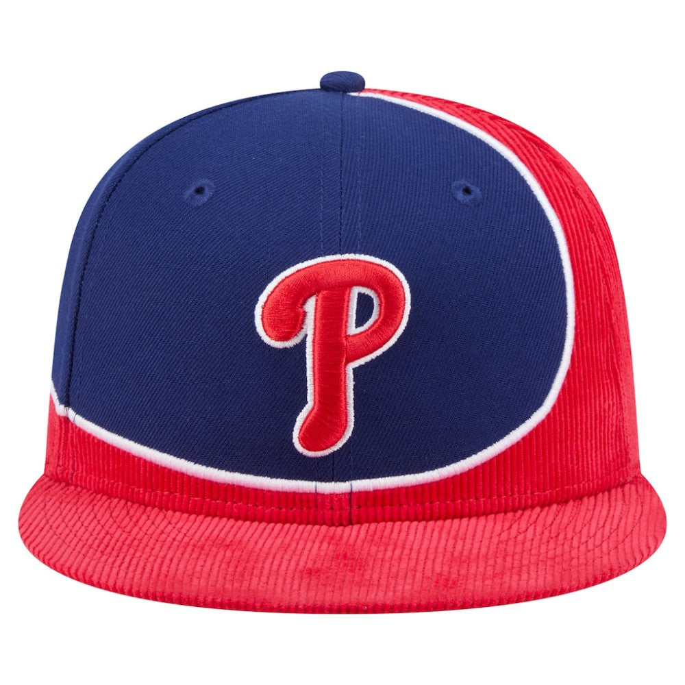 Philadelphia Phillies New Era Retro Split Corduroy Snapback Hat - Red/Royal - New Era Online