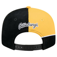 Pittsburgh Pirates New Era Retro Split Corduroy Snapback Hat - Black/Gold - New Era Discount