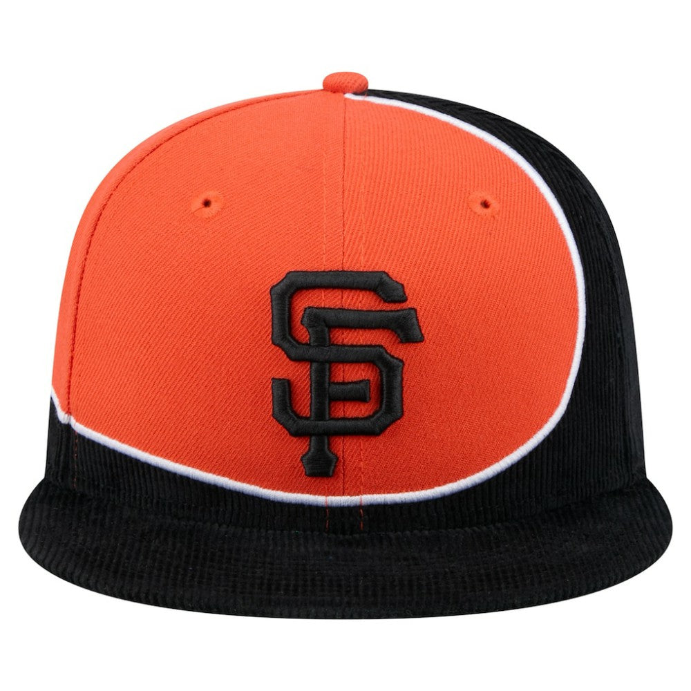 San Francisco Giants New Era Retro Split Corduroy Snapback Hat - Black/Orange - New Era on Sale