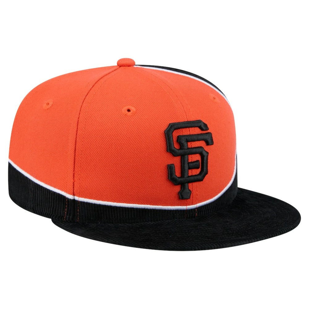 San Francisco Giants New Era Retro Split Corduroy Snapback Hat - Black/Orange - New Era on Sale