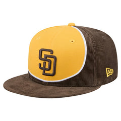 San Diego Padres New Era Retro Split Corduroy Snapback Hat - Brown/Gold - New Era Lifestyle