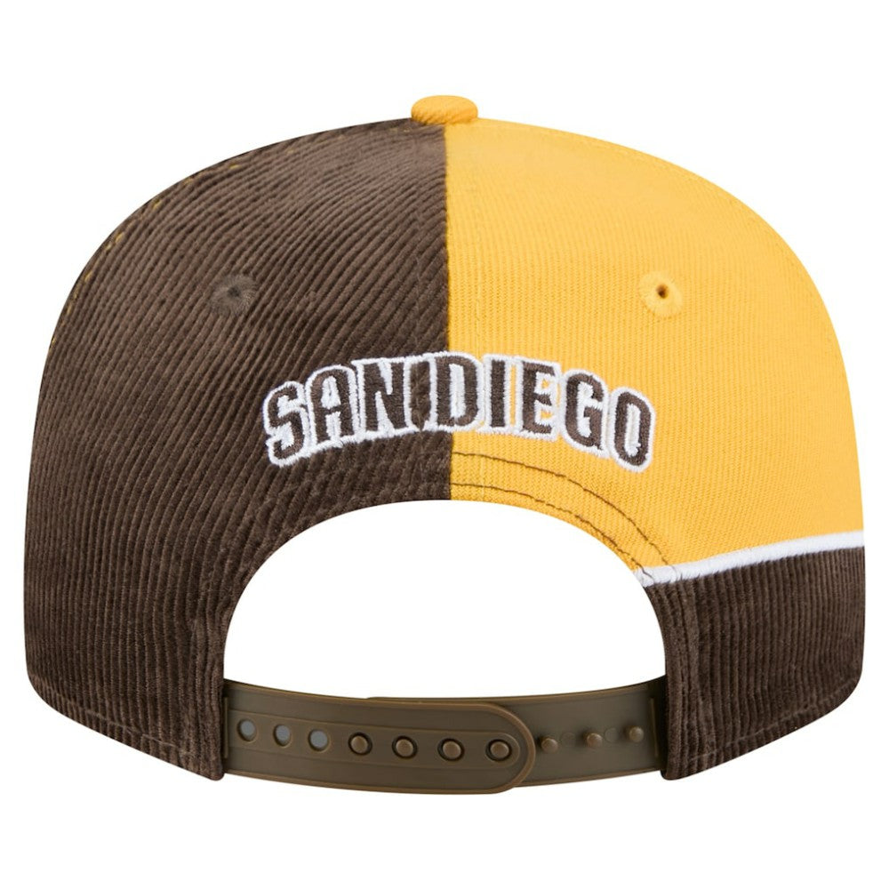 San Diego Padres New Era Retro Split Corduroy Snapback Hat - Brown/Gold - New Era Lifestyle