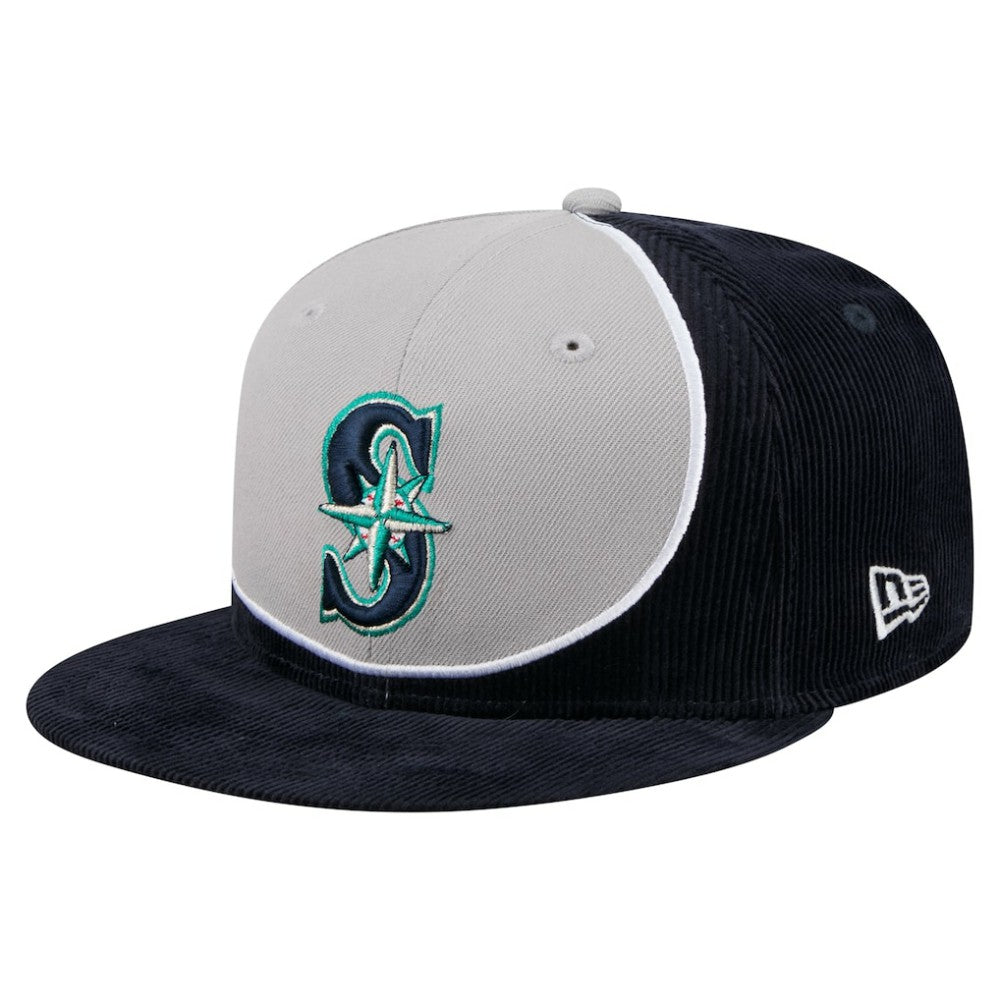 Seattle Mariners New Era Retro Split Corduroy Snapback Hat - Navy/Gray - New Era Discount