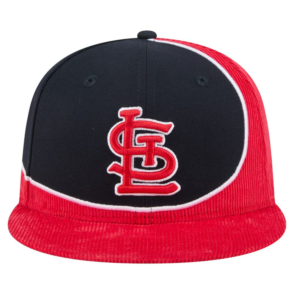 St. Louis Cardinals New Era Retro Split Corduroy Snapback Hat - Red/Navy - New Era Online