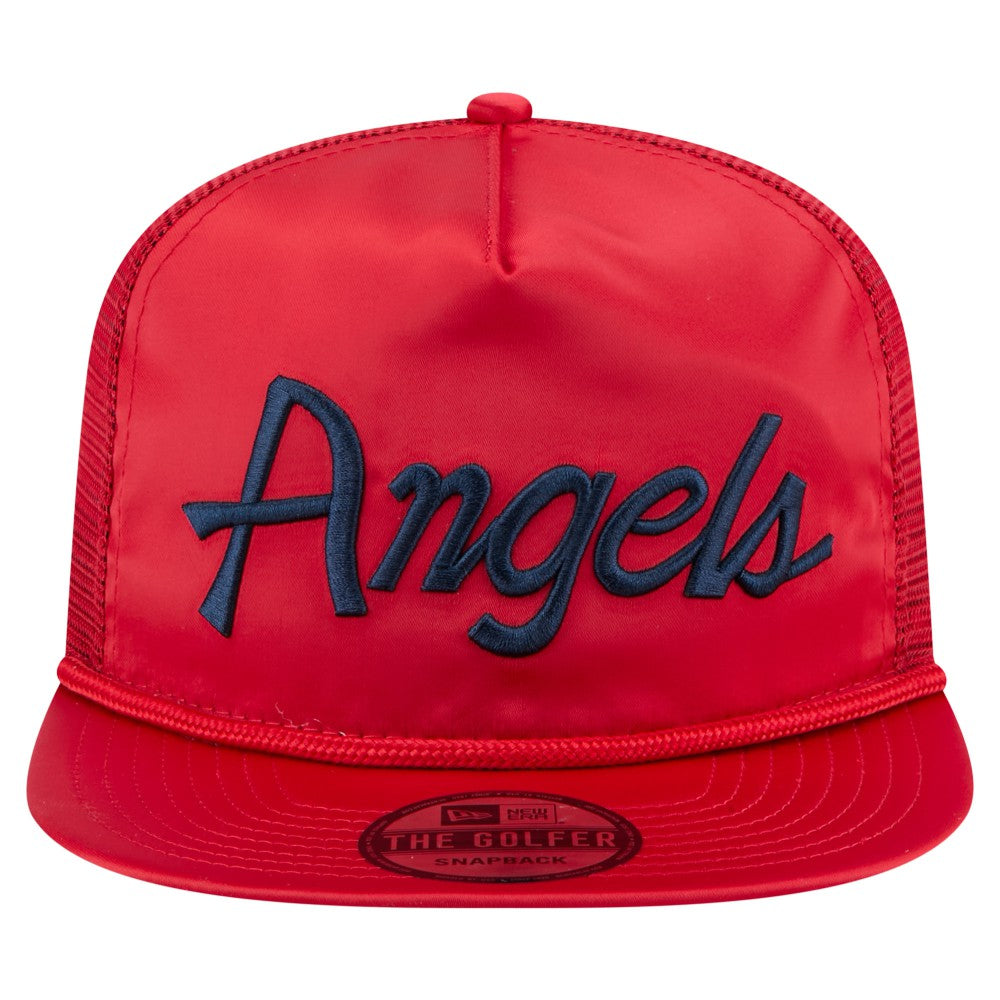Los Angeles Angels New Era Retro Satin Script Golfer Adjustable Hat - Red - New Era Sale