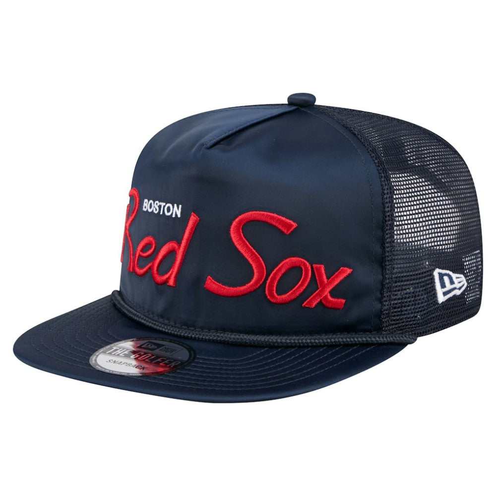 Boston Red Sox New Era Retro Satin Script Golfer Adjustable Hat - Navy - New Era on Sale