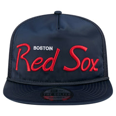 Boston Red Sox New Era Retro Satin Script Golfer Adjustable Hat - Navy - New Era on Sale
