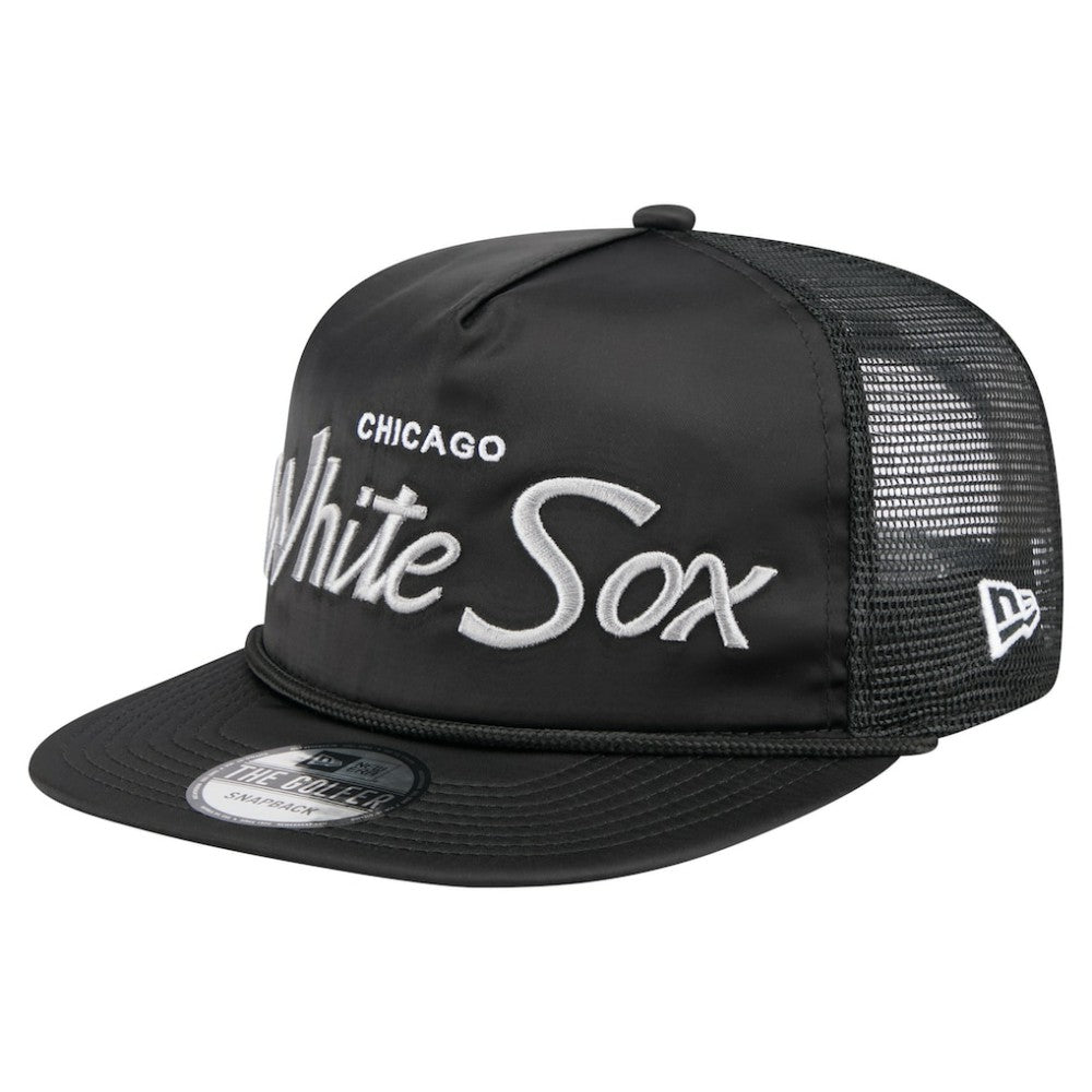 Chicago White Sox New Era Retro Satin Script Golfer Adjustable Hat - Black - New Era on Sale