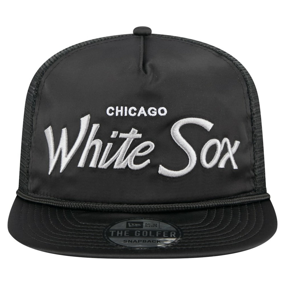 Chicago White Sox New Era Retro Satin Script Golfer Adjustable Hat - Black - New Era on Sale