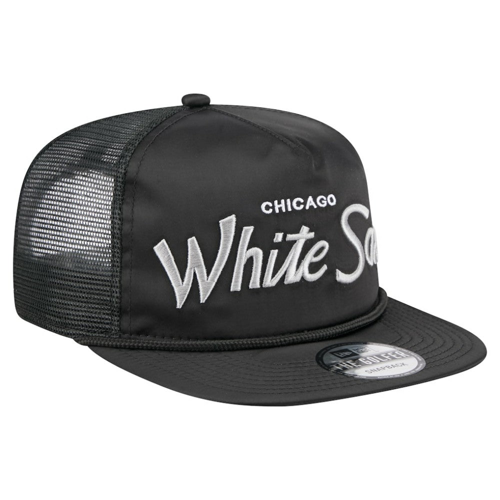 Chicago White Sox New Era Retro Satin Script Golfer Adjustable Hat - Black - New Era on Sale