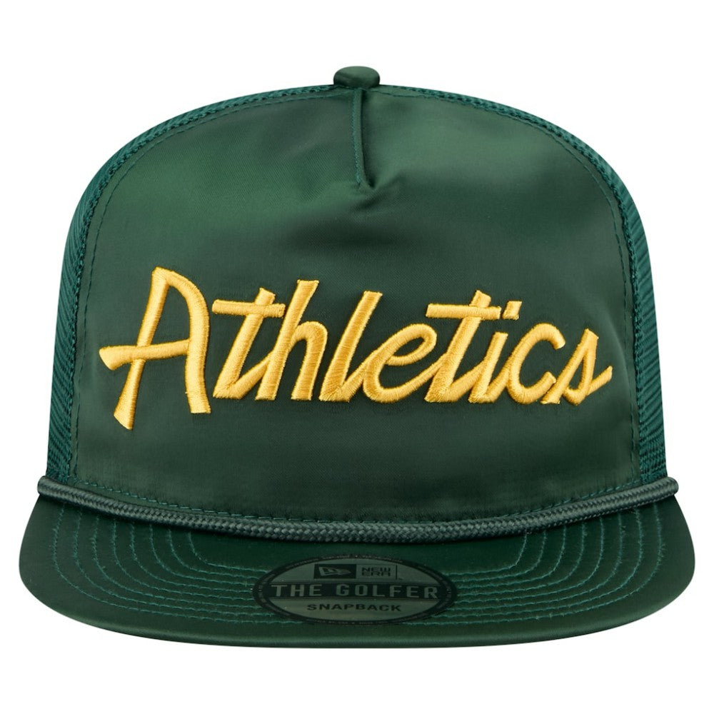 Athletics New Era Retro Satin Script Golfer Adjustable Hat - Green - New Era on Sale