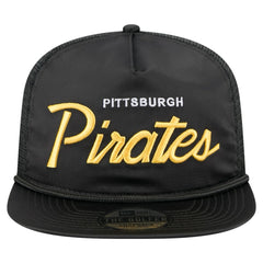 Pittsburgh Pirates New Era Retro Satin Script Golfer Adjustable Hat - Black - New Era Sale