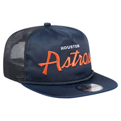 Houston Astros New Era Retro Satin Script Golfer Adjustable Hat - Navy - New Era Discount