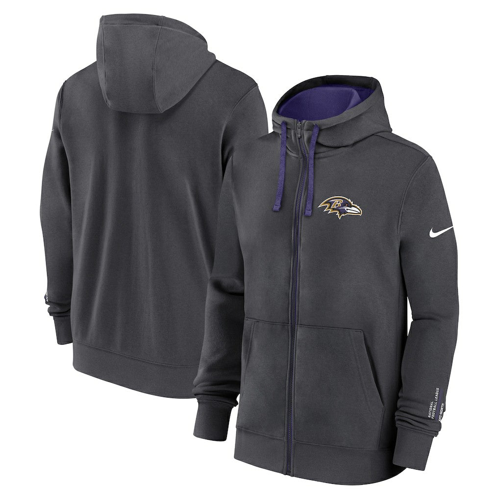 Nike Baltimore Ravens Primetime Club Full-Zip Hoodie Anthracite
