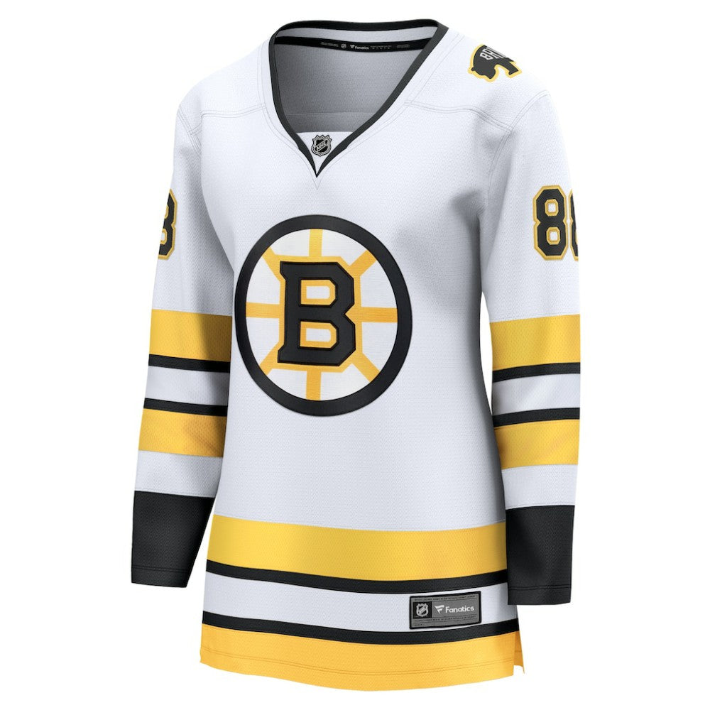 David Pastrnak Boston Bruins Fanatics Women's Away Breakaway Player Jersey - White - NHL 202462130