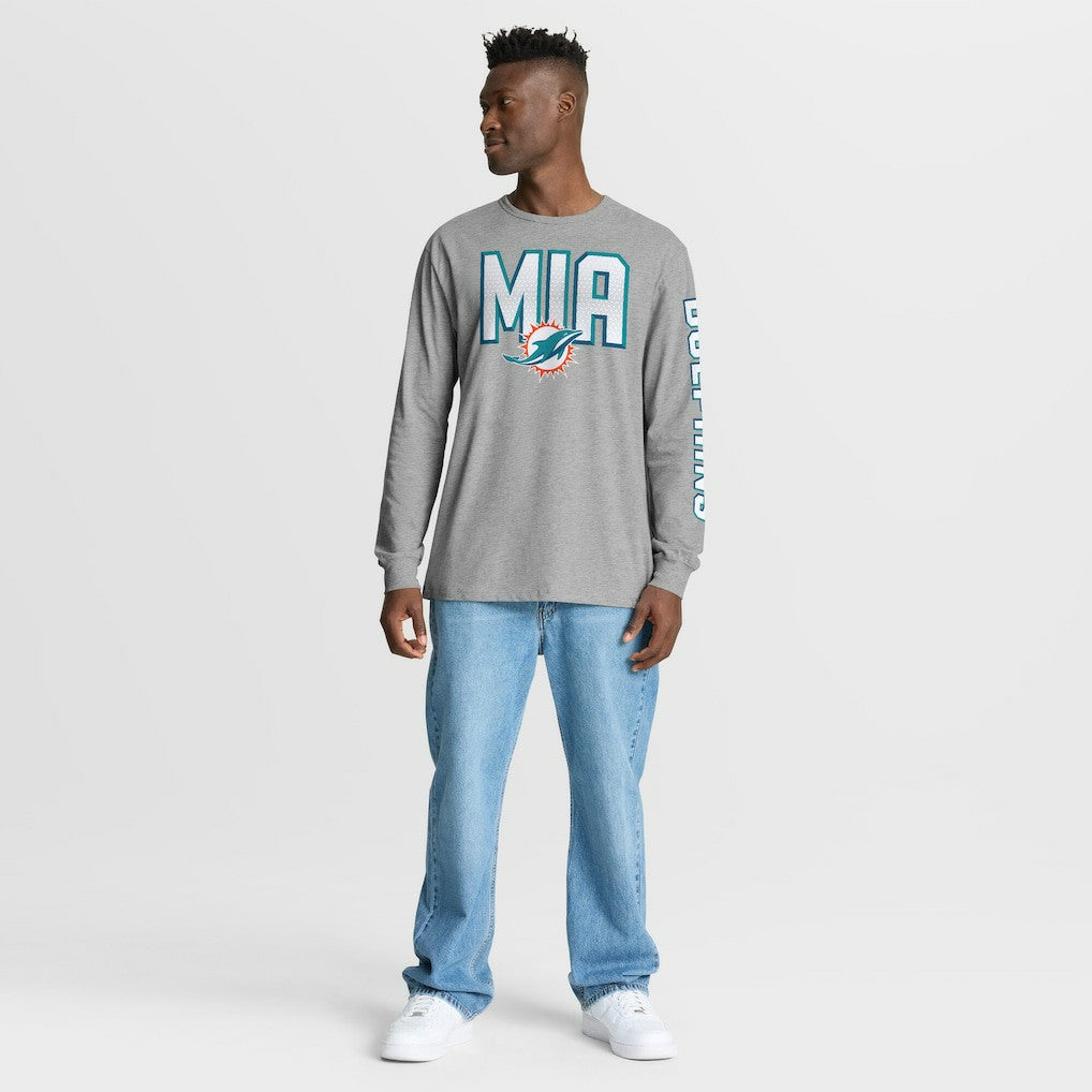 Fanatics Miami Dolphins Hometown Sweep Legacy Long Sleeve T-Shirt Heather Gray