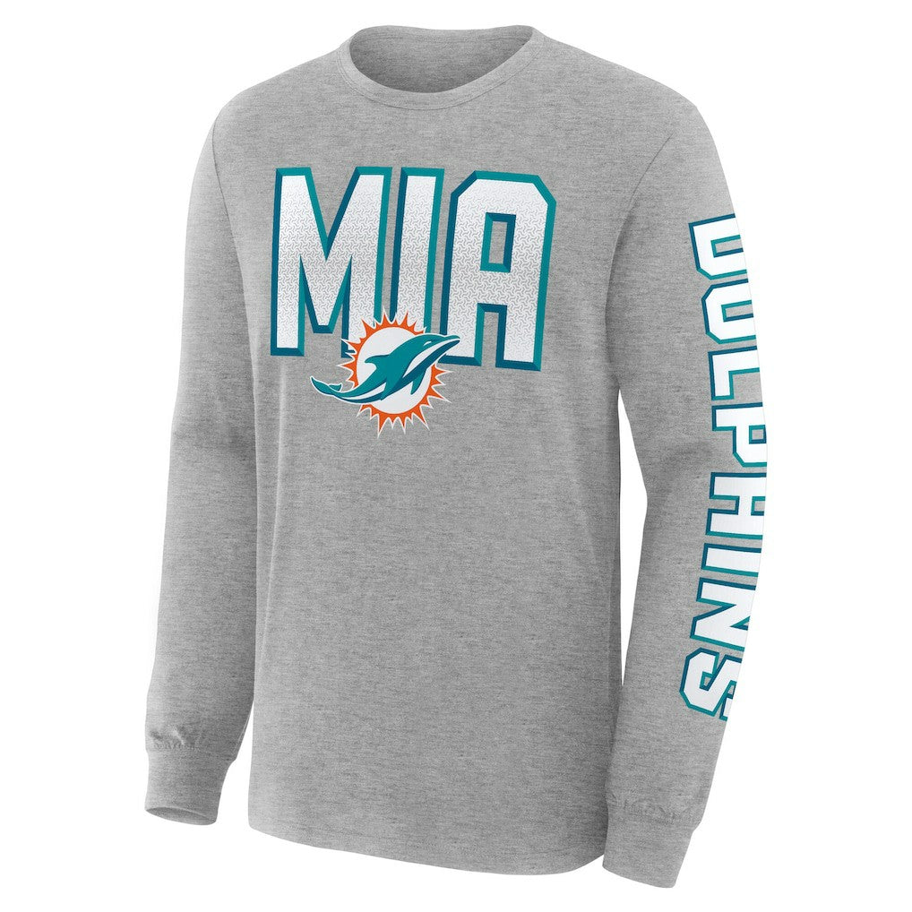 Fanatics Miami Dolphins Hometown Sweep Legacy Long Sleeve T-Shirt Heather Gray